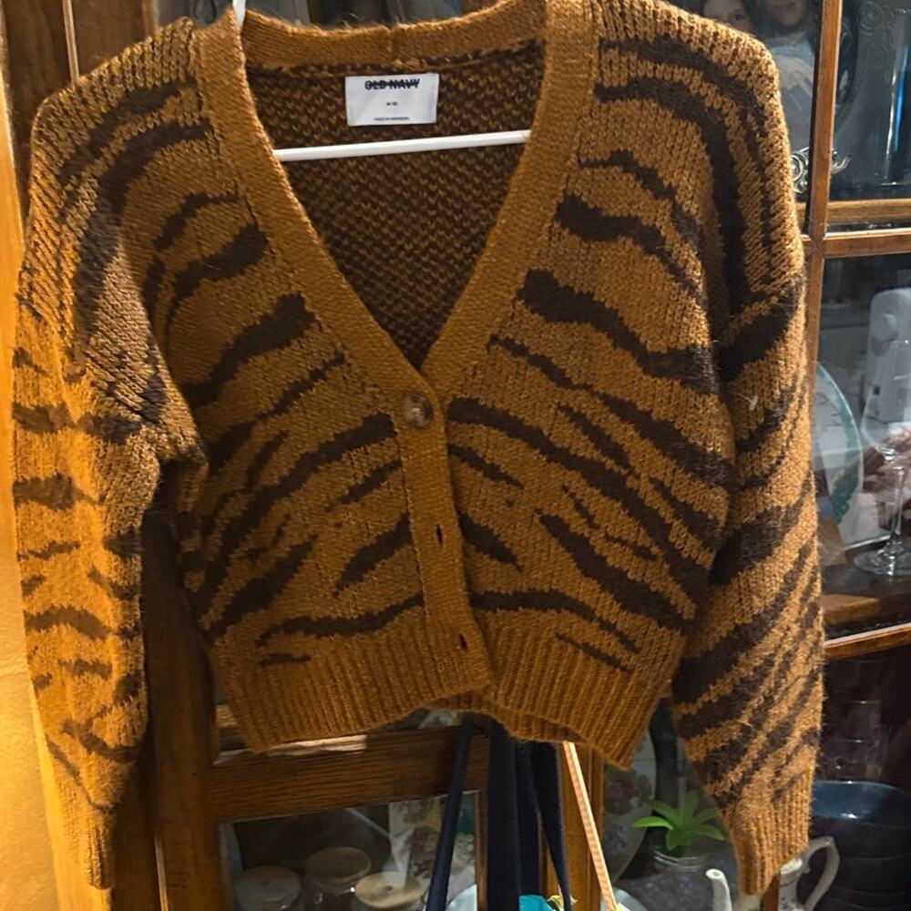 Old Navy Brown and Black Striped Sweater